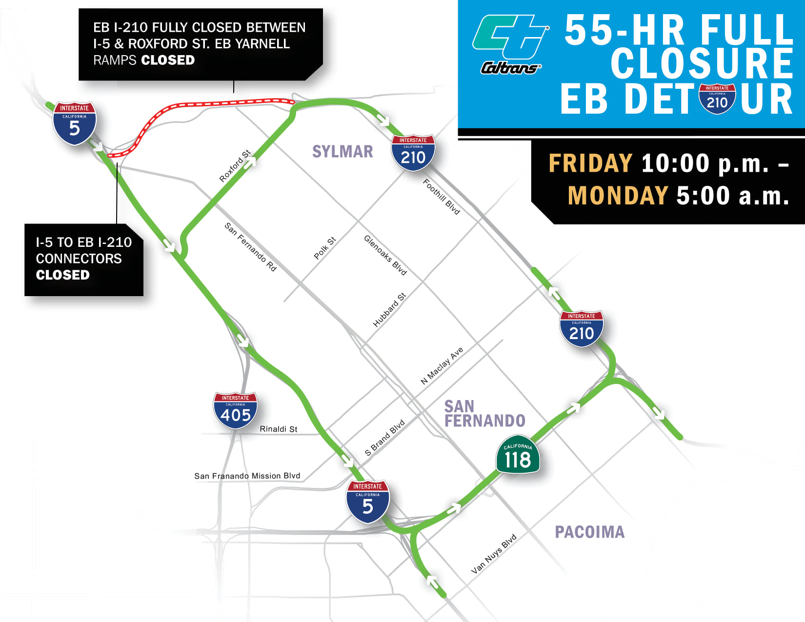 55-Hour Weekend Full Closure of Eastbound 