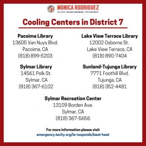 Sylmar Recreation Center is Council District 7’s Designated Cooling Center